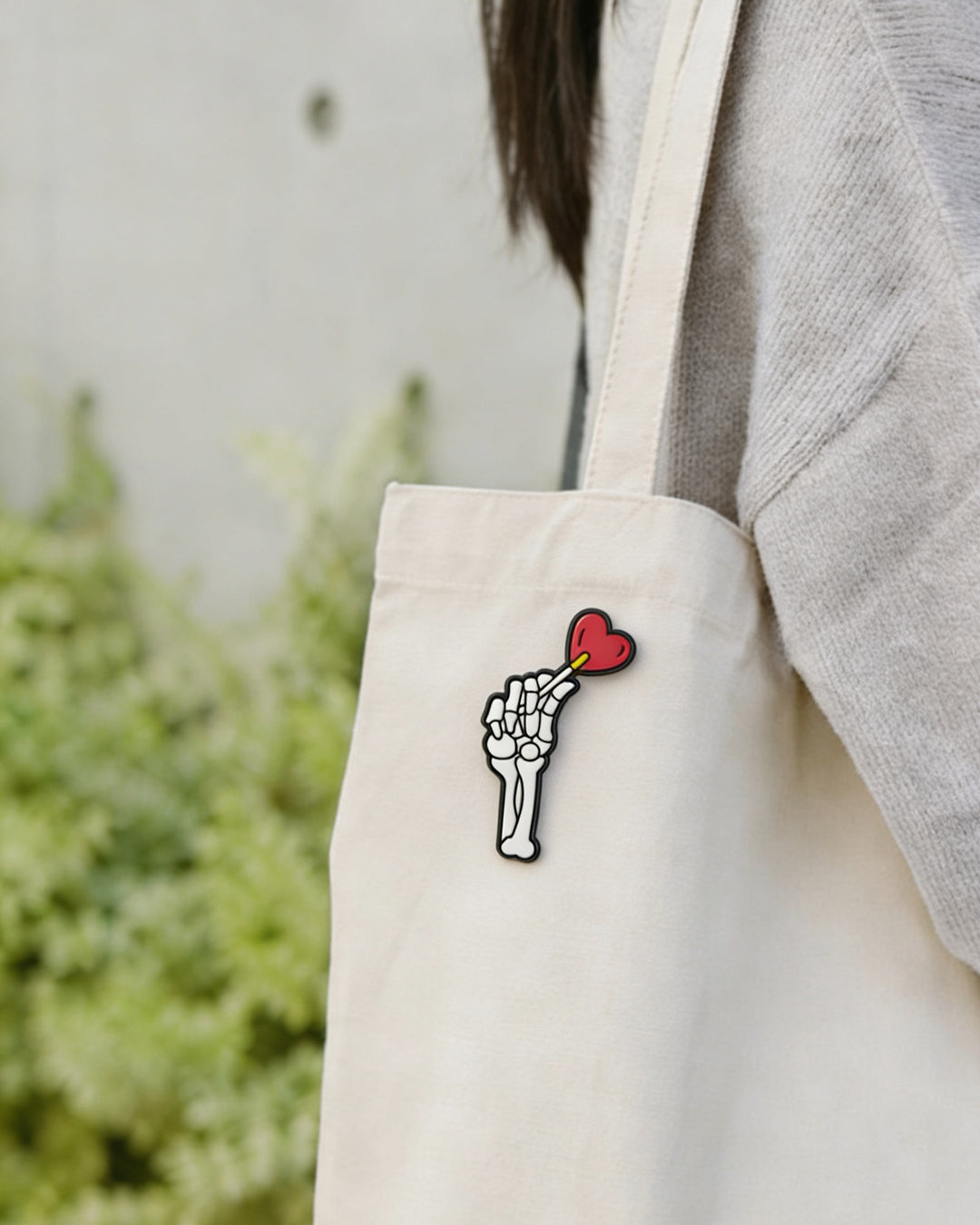 Enamel Pin - Skeleton Hand, Heart Lollipop